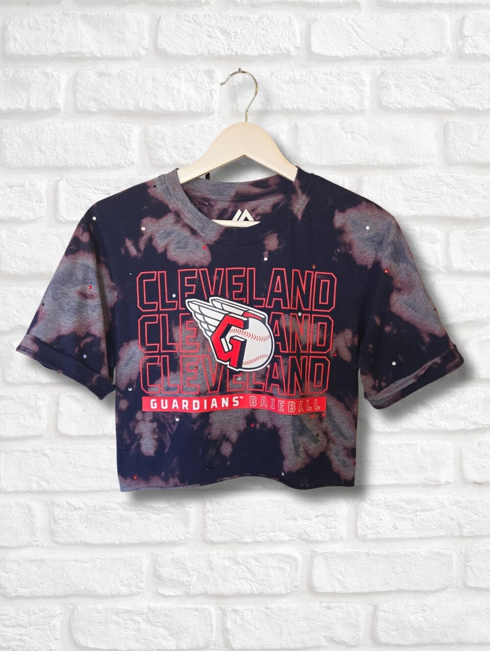 Cleveland Guardians Crop Top W/Rhinestones